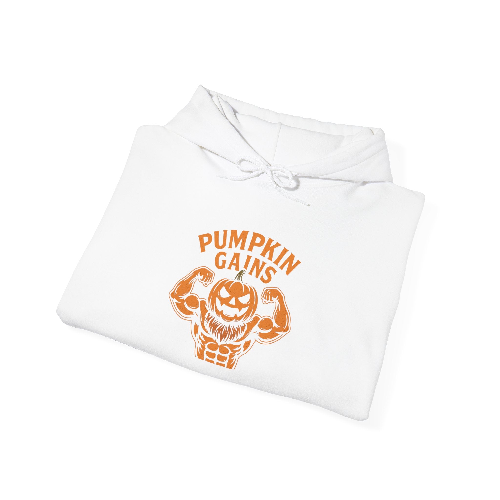 Pumpkin Gains Hoodie - Cozy Unisex Sweatshirt for Fall, Halloween, Gym Enthusiasts, Fitness, Casual Wear