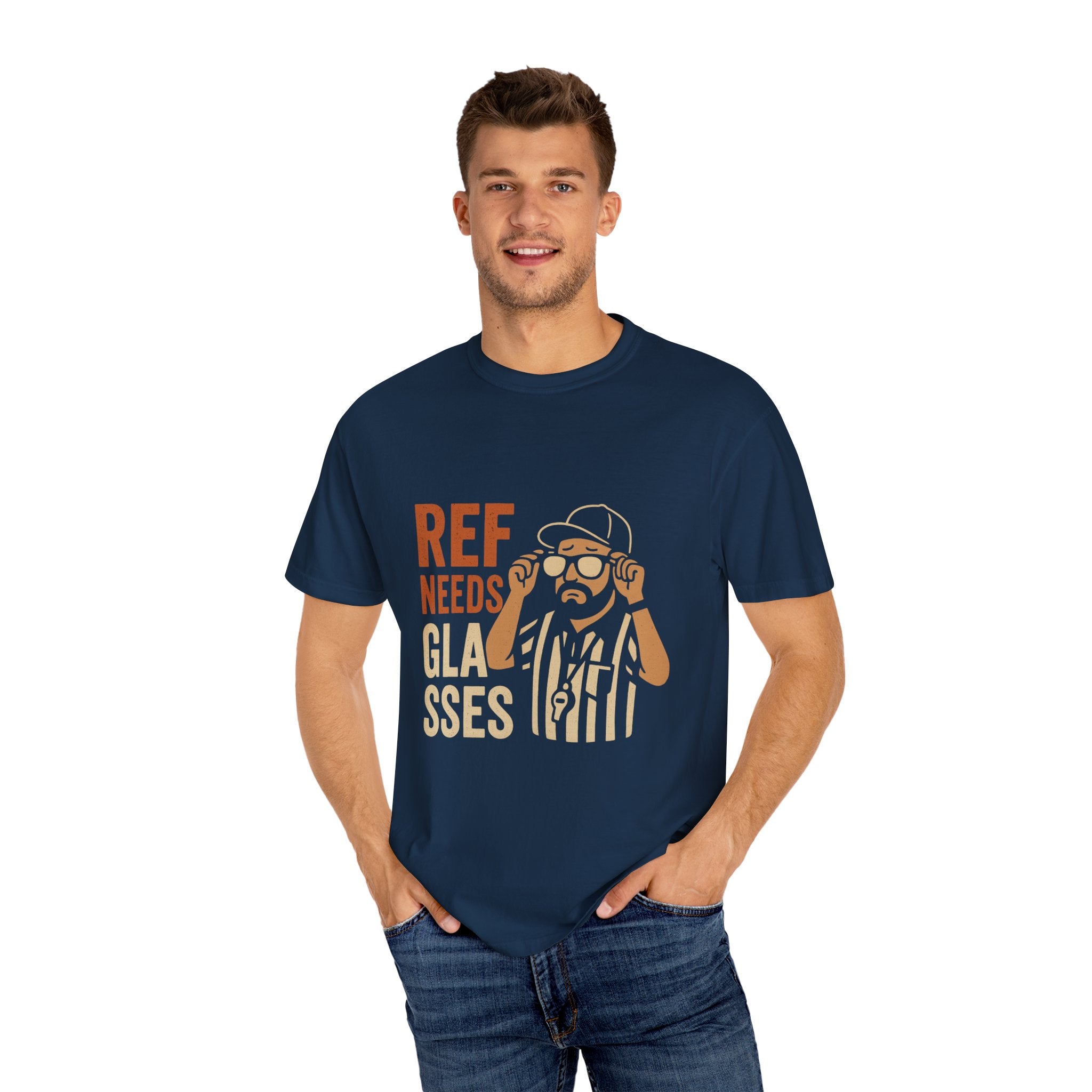 Ref Needs Glasses T-Shirt, Fun Referee Shirt, Casual Game Day Tee, Gift for Sports Fans, Unisex Graphic Top