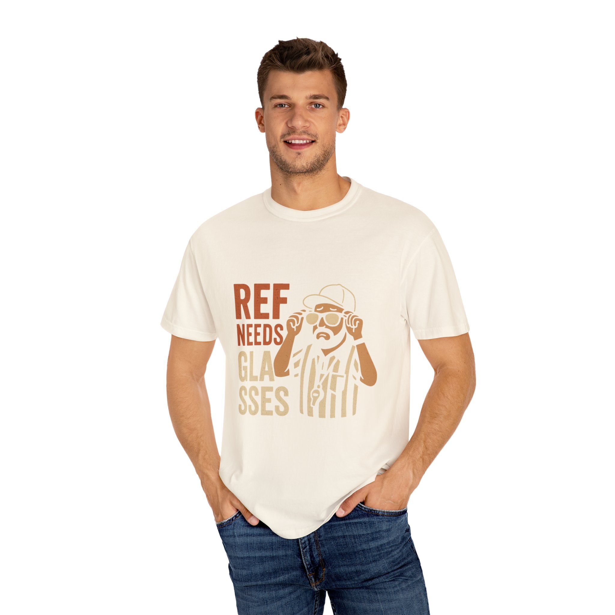 Ref Needs Glasses T-Shirt, Fun Referee Shirt, Casual Game Day Tee, Gift for Sports Fans, Unisex Graphic Top