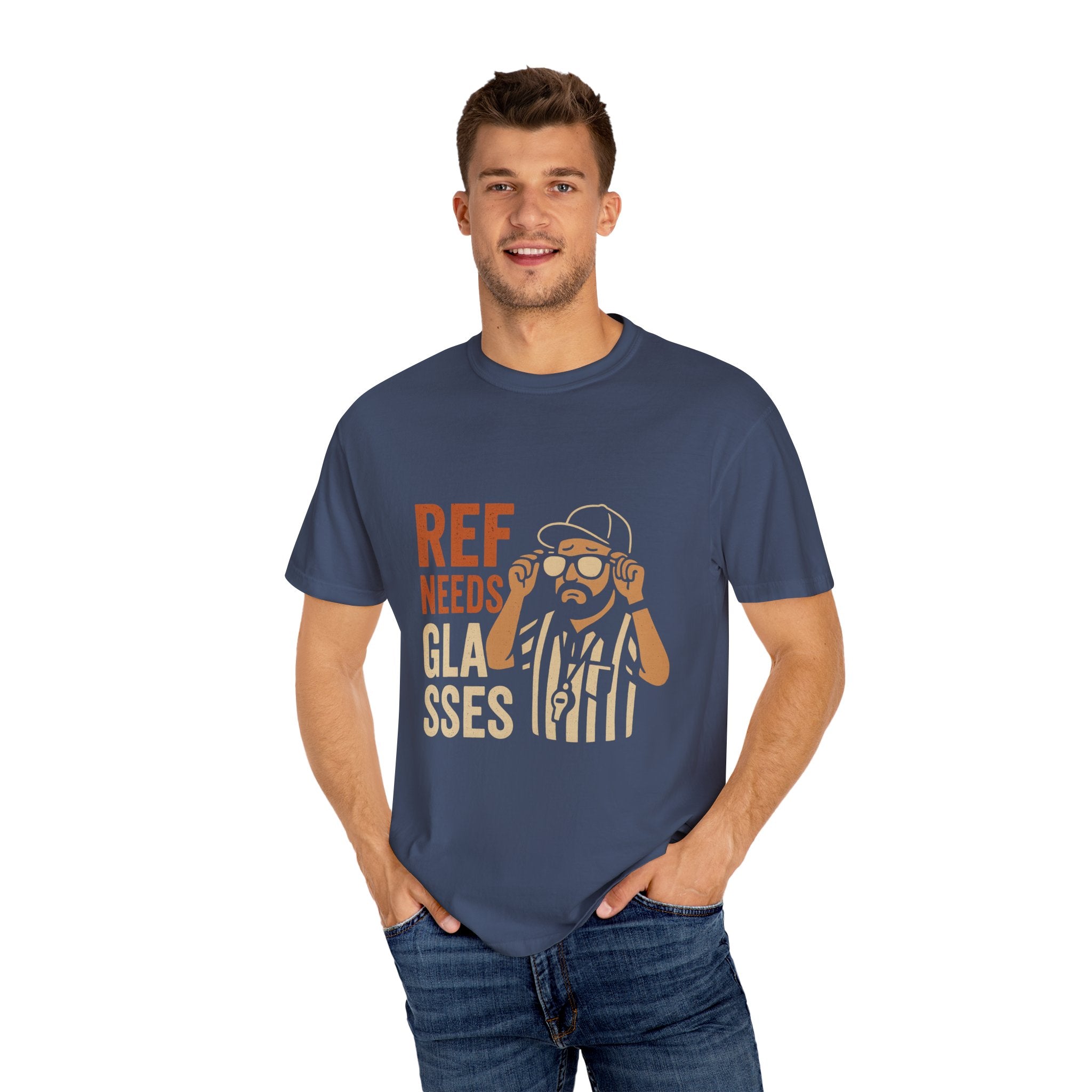 Ref Needs Glasses T-Shirt, Fun Referee Shirt, Casual Game Day Tee, Gift for Sports Fans, Unisex Graphic Top