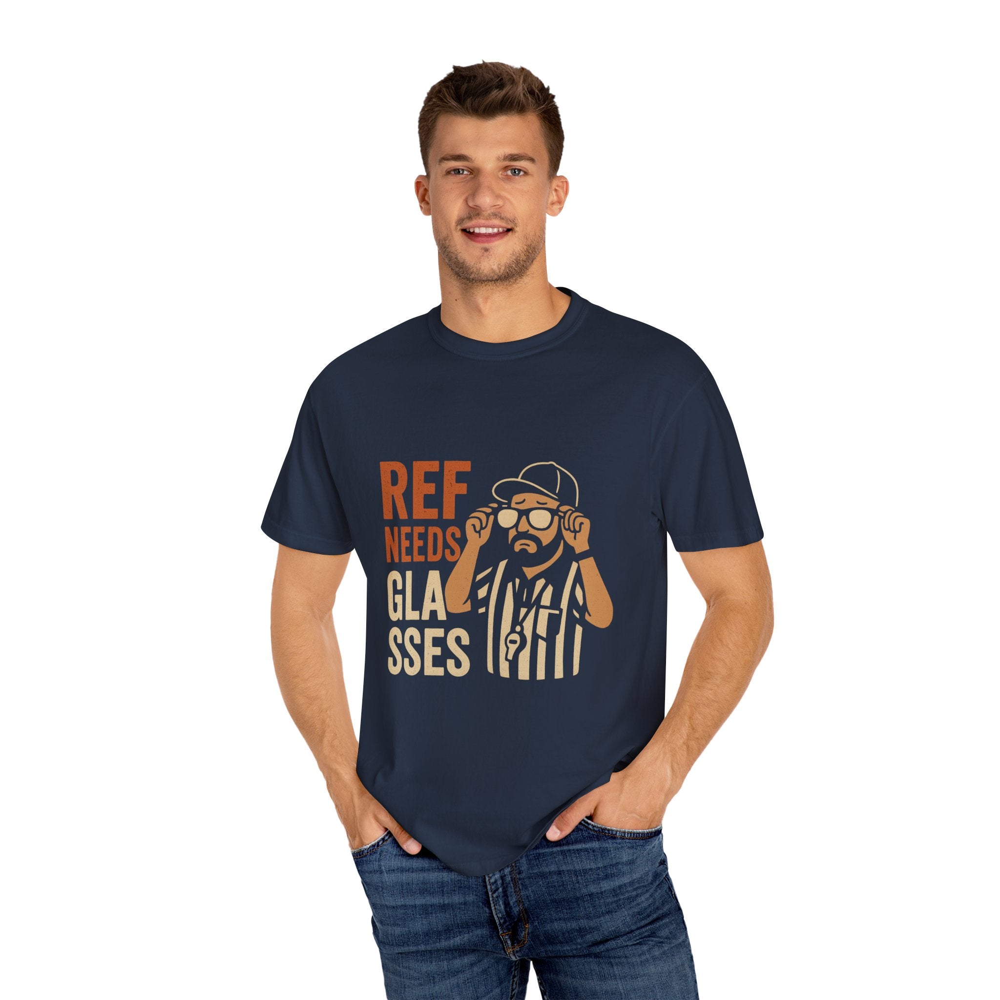 Ref Needs Glasses T-Shirt, Fun Referee Shirt, Casual Game Day Tee, Gift for Sports Fans, Unisex Graphic Top