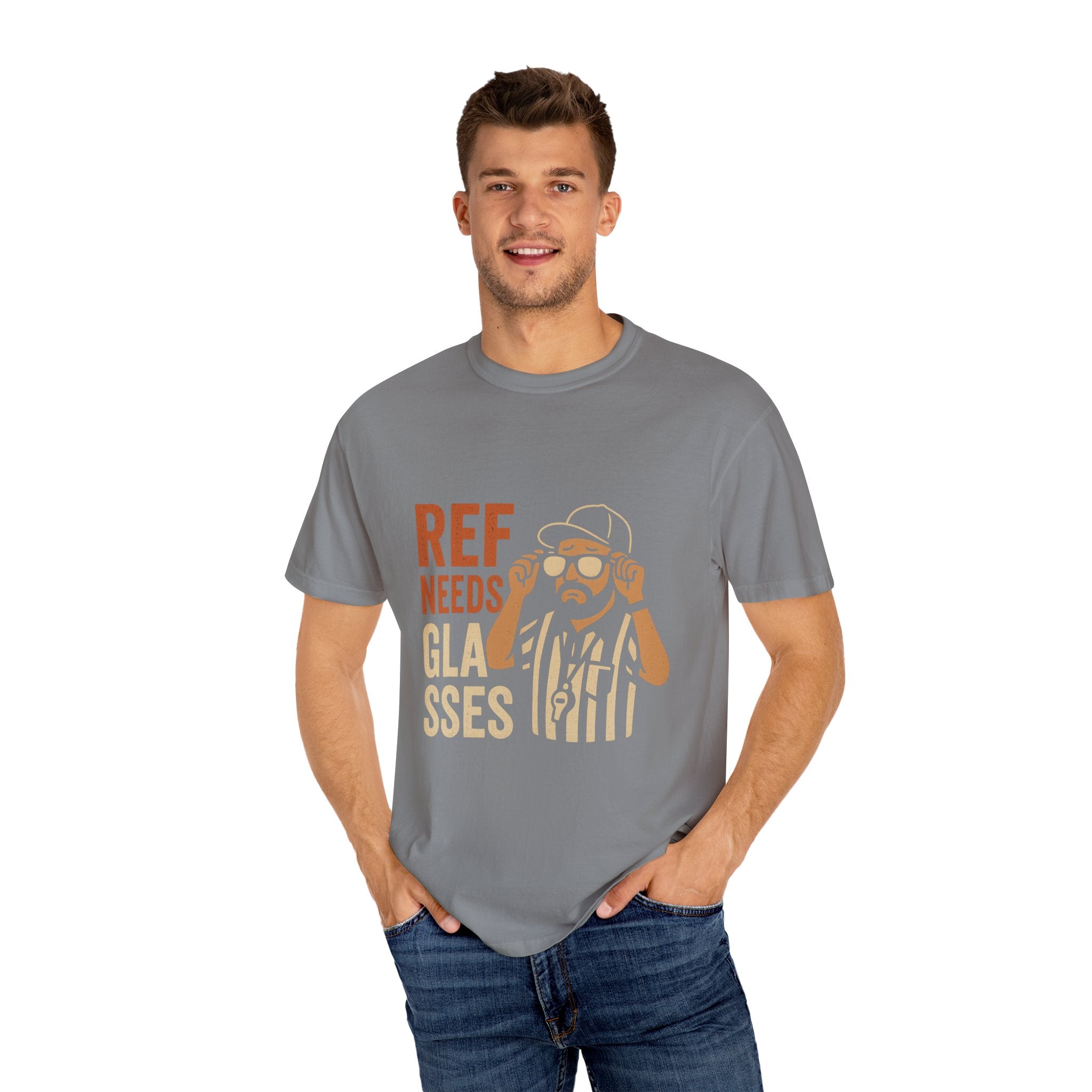 Ref Needs Glasses T-Shirt, Fun Referee Shirt, Casual Game Day Tee, Gift for Sports Fans, Unisex Graphic Top