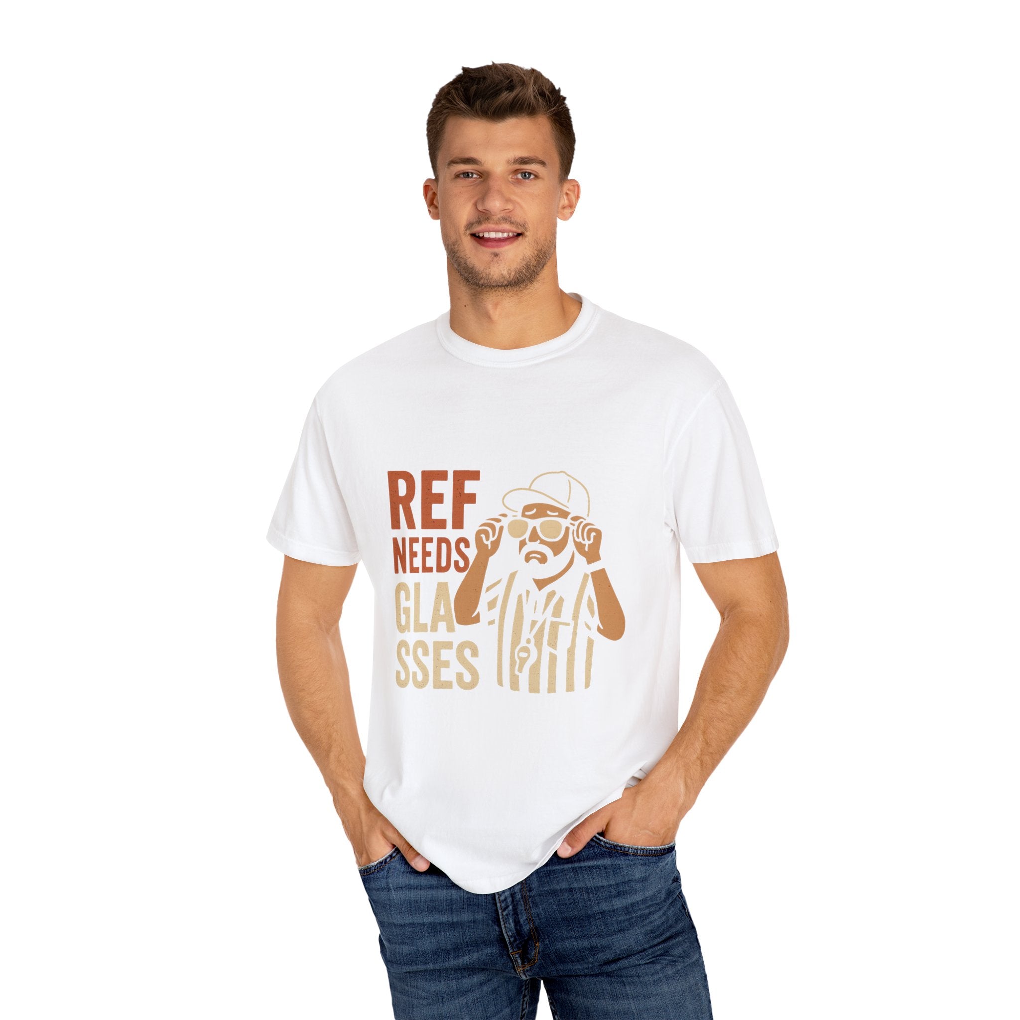 Ref Needs Glasses T-Shirt, Fun Referee Shirt, Casual Game Day Tee, Gift for Sports Fans, Unisex Graphic Top