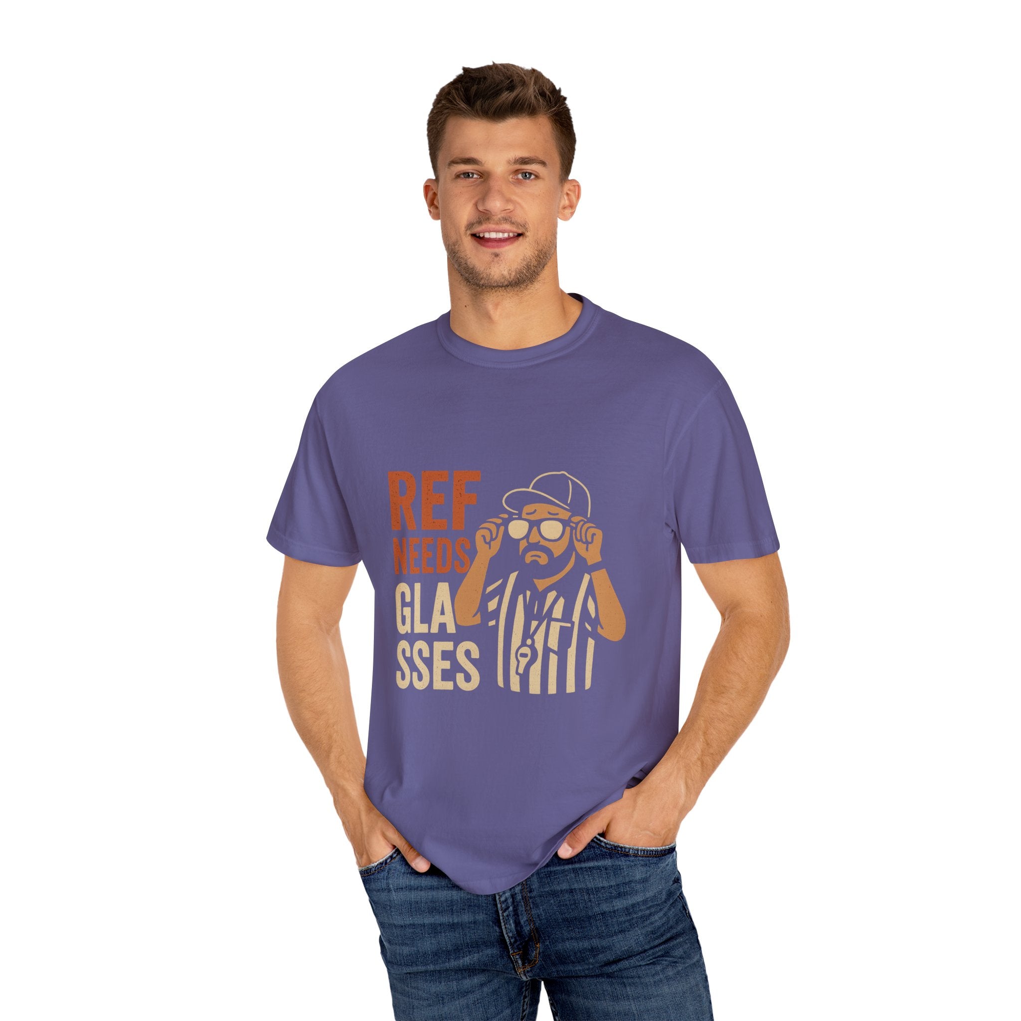 Ref Needs Glasses T-Shirt, Fun Referee Shirt, Casual Game Day Tee, Gift for Sports Fans, Unisex Graphic Top