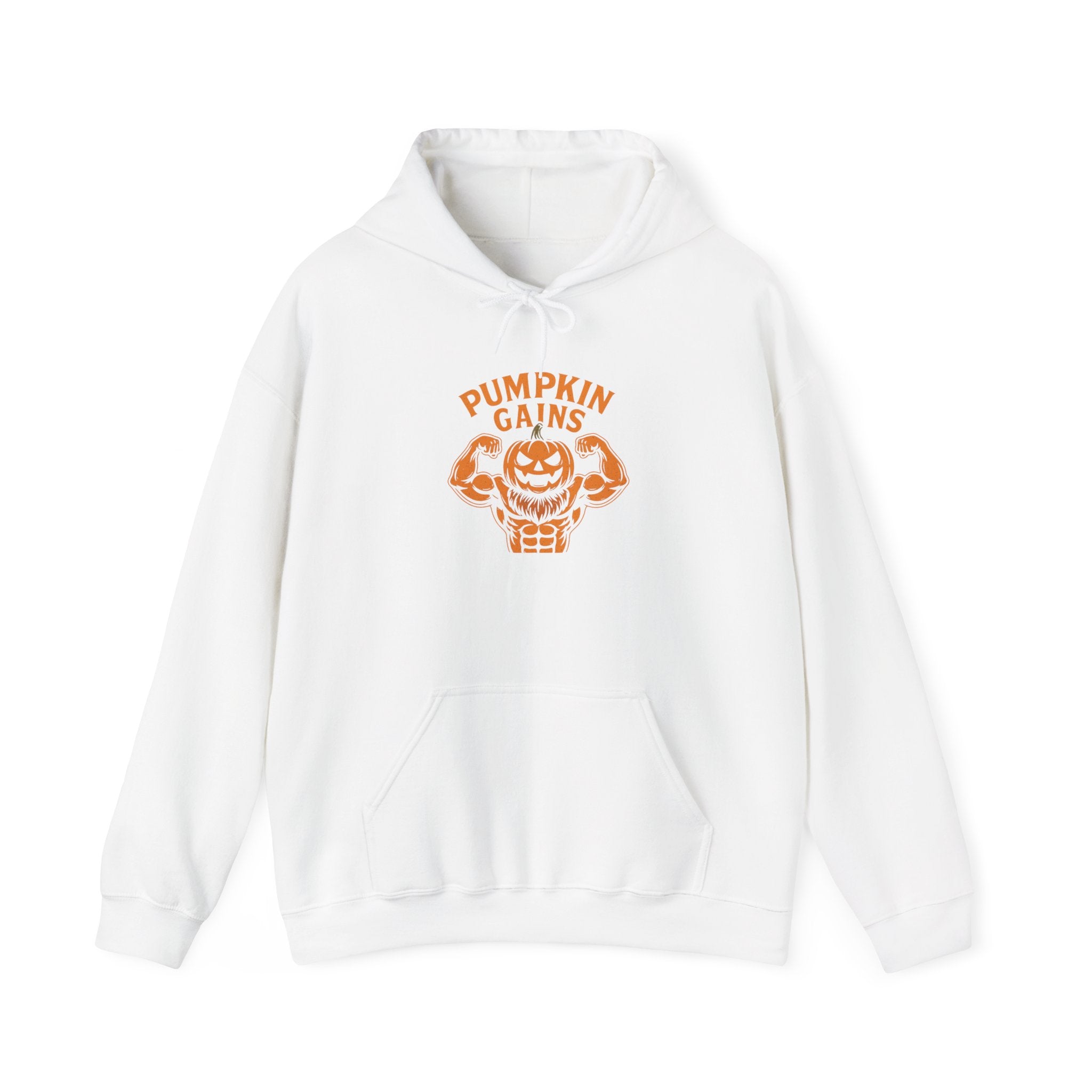Pumpkin Gains Hoodie - Cozy Unisex Sweatshirt for Fall, Halloween, Gym Enthusiasts, Fitness, Casual Wear