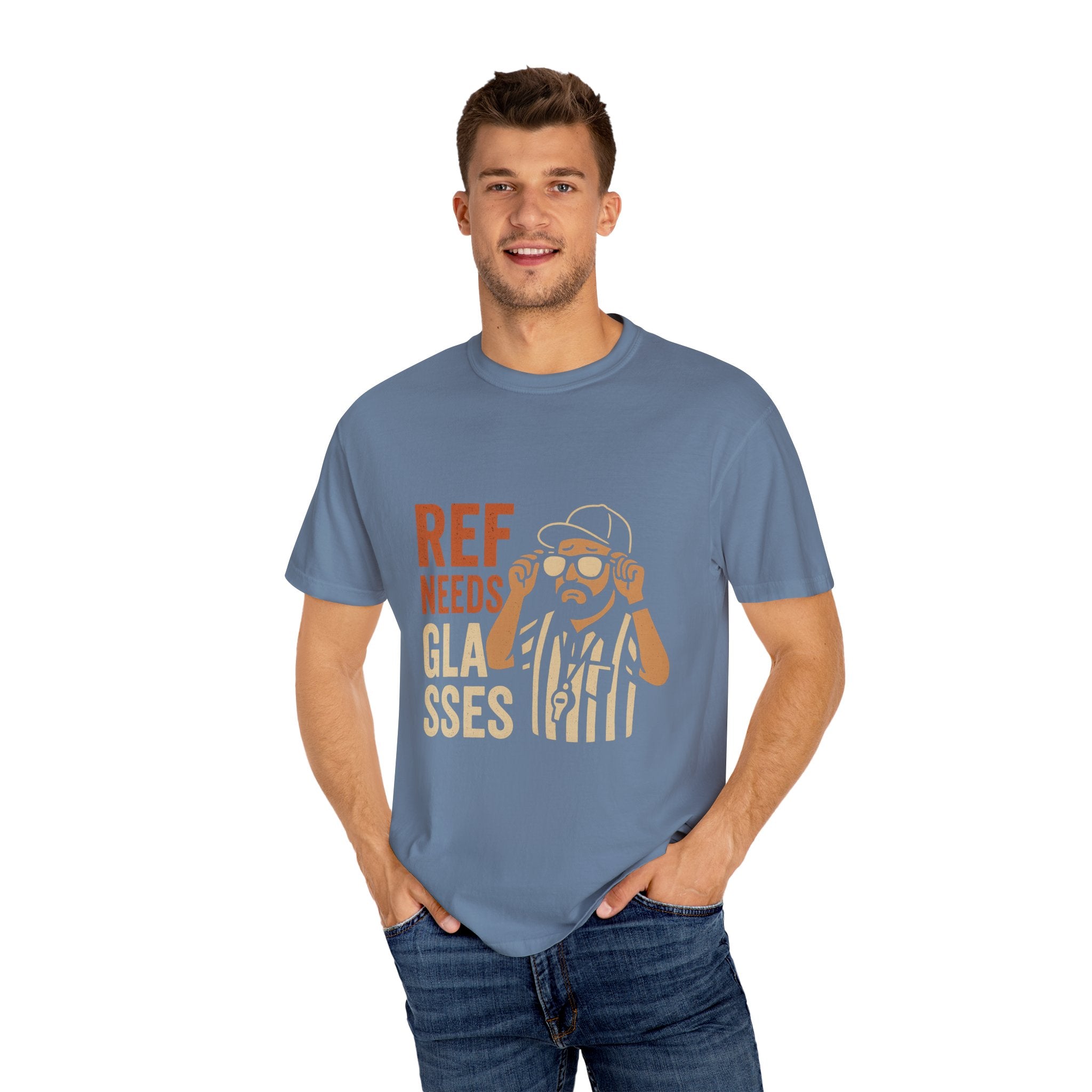 Ref Needs Glasses T-Shirt, Fun Referee Shirt, Casual Game Day Tee, Gift for Sports Fans, Unisex Graphic Top