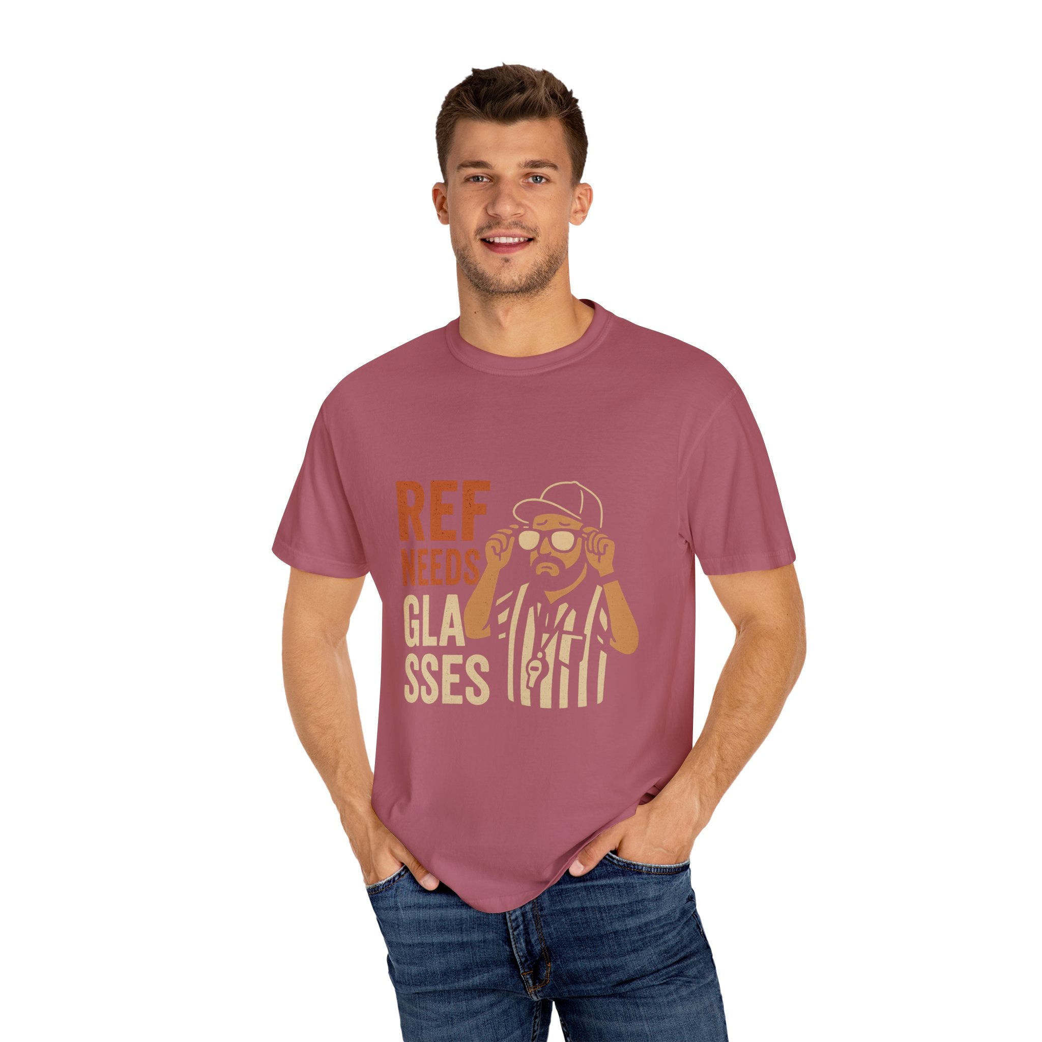 Ref Needs Glasses T-Shirt, Fun Referee Shirt, Casual Game Day Tee, Gift for Sports Fans, Unisex Graphic Top