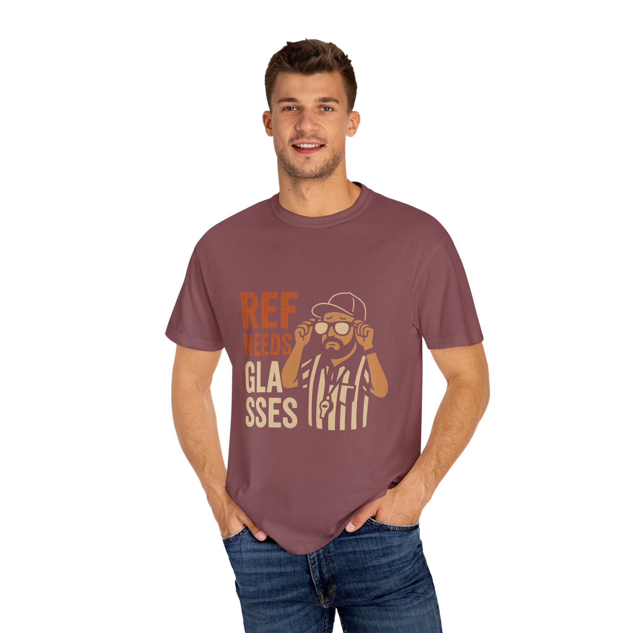 Ref Needs Glasses T-Shirt, Fun Referee Shirt, Casual Game Day Tee, Gift for Sports Fans, Unisex Graphic Top