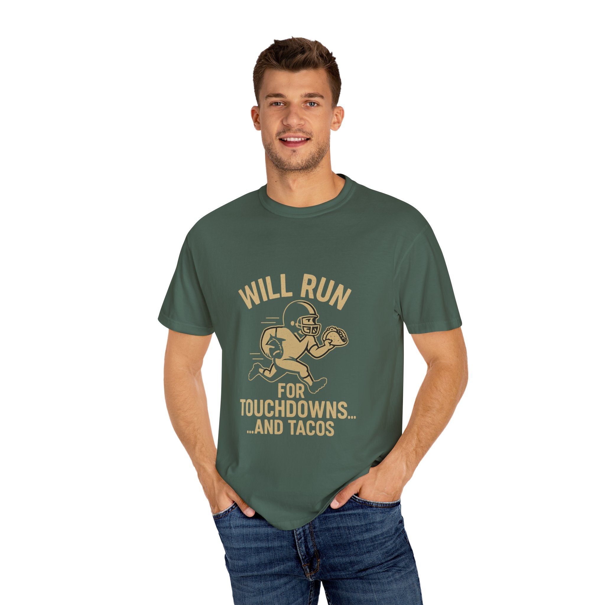 Sporty Humor T-shirt for Taco Lovers - Fun Gift for Football Fans, Tailgating, Game Day, BBQ, Casual Wear