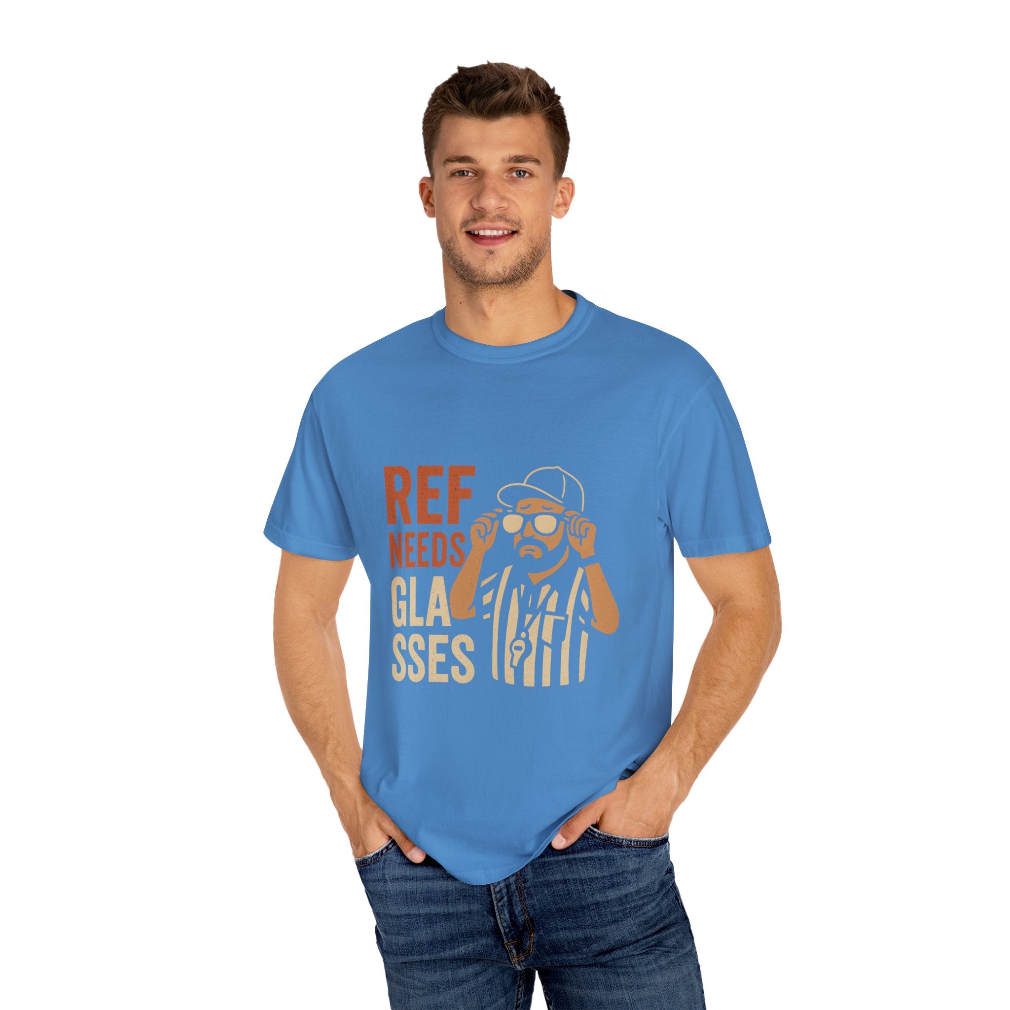 Ref Needs Glasses T-Shirt, Fun Referee Shirt, Casual Game Day Tee, Gift for Sports Fans, Unisex Graphic Top