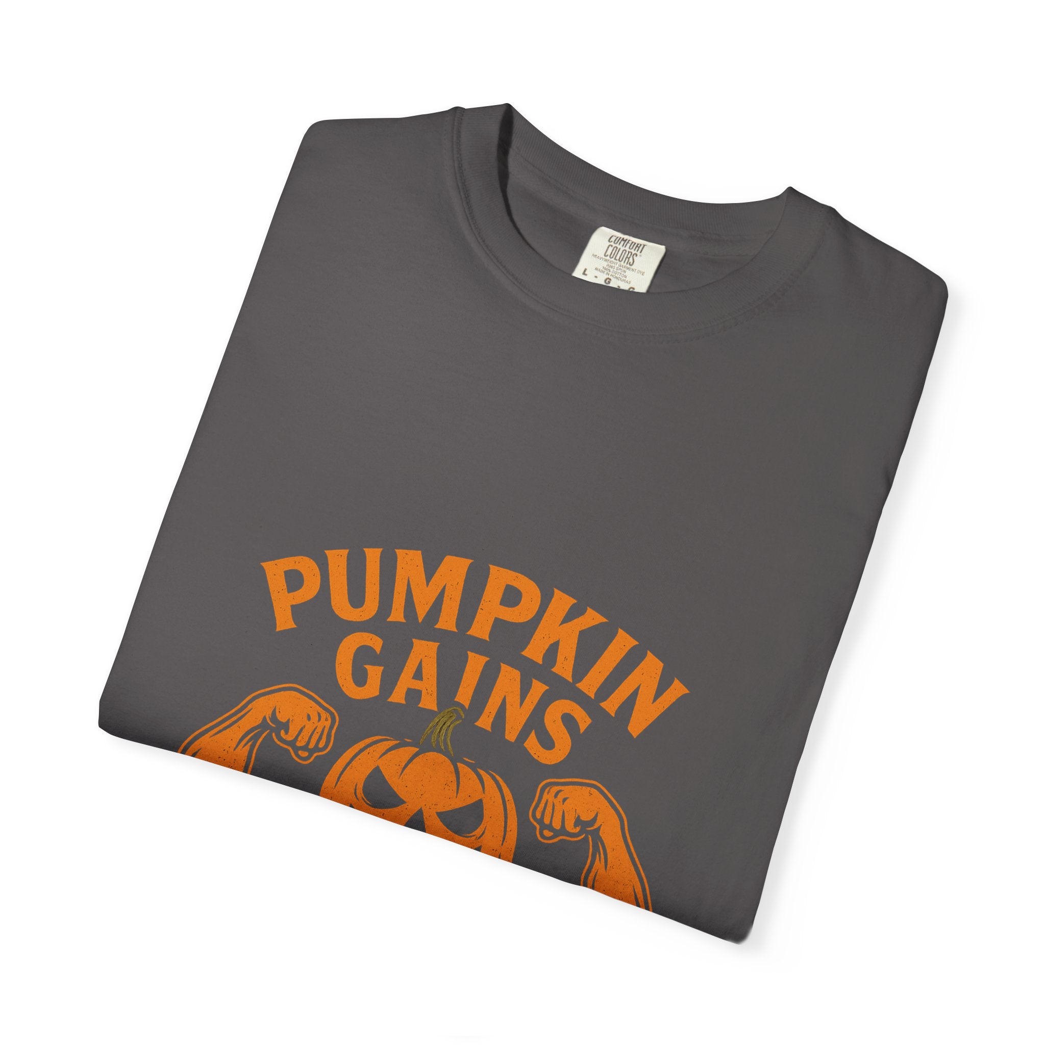 Pumpkin Gains T-Shirt | Unisex Halloween Tee, Funny Fitness Shirt, Fall Workout Top, Seasonal Apparel, Gym Wear