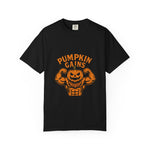 Pumpkin Gains T-Shirt | Unisex Halloween Tee, Funny Fitness Shirt, Fall Workout Top, Seasonal Apparel, Gym Wear