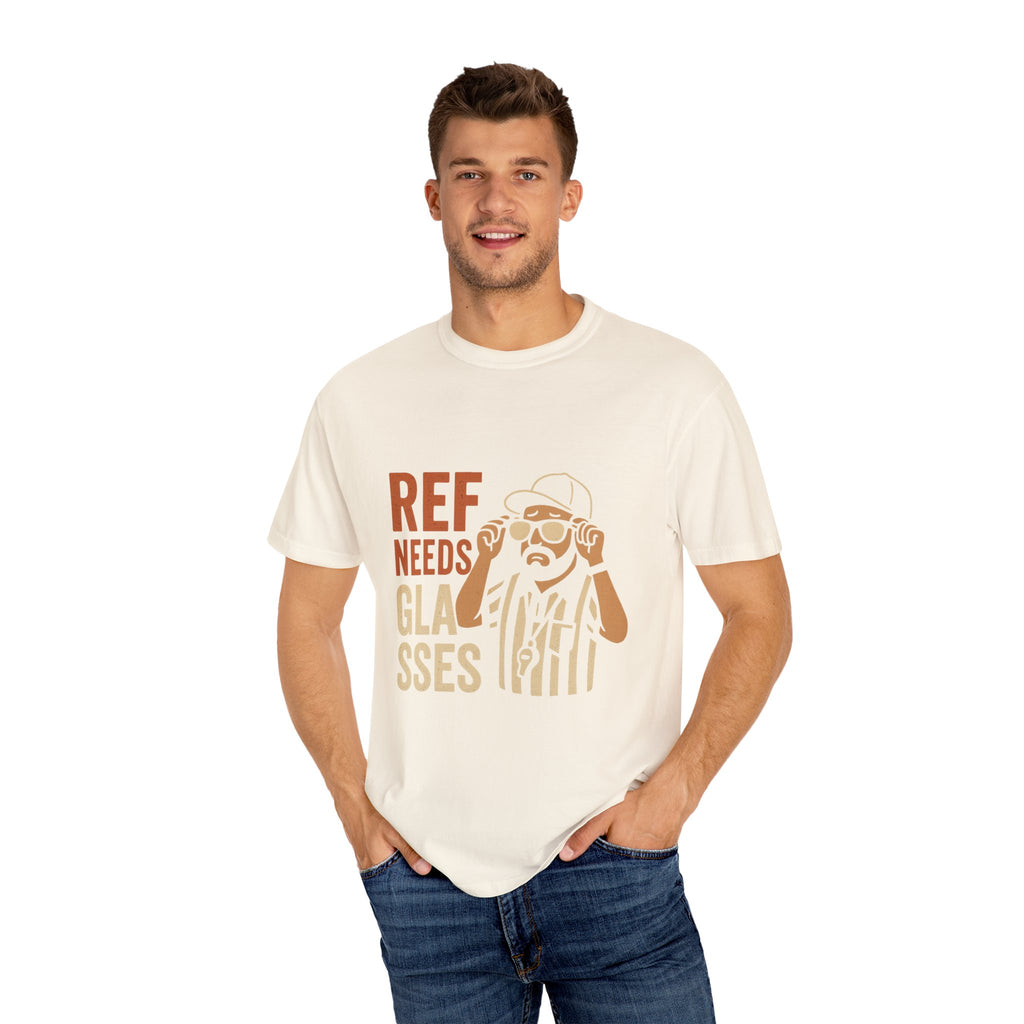 Ref Needs Glasses T-Shirt, Fun Referee Shirt, Casual Game Day Tee, Gift for Sports Fans, Unisex Graphic Top