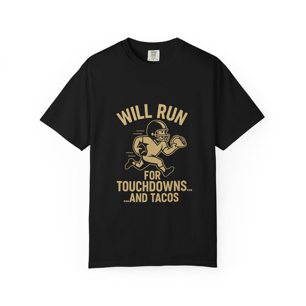 Sporty Humor T-shirt for Taco Lovers - Fun Gift for Football Fans, Tailgating, Game Day, BBQ, Casual Wear