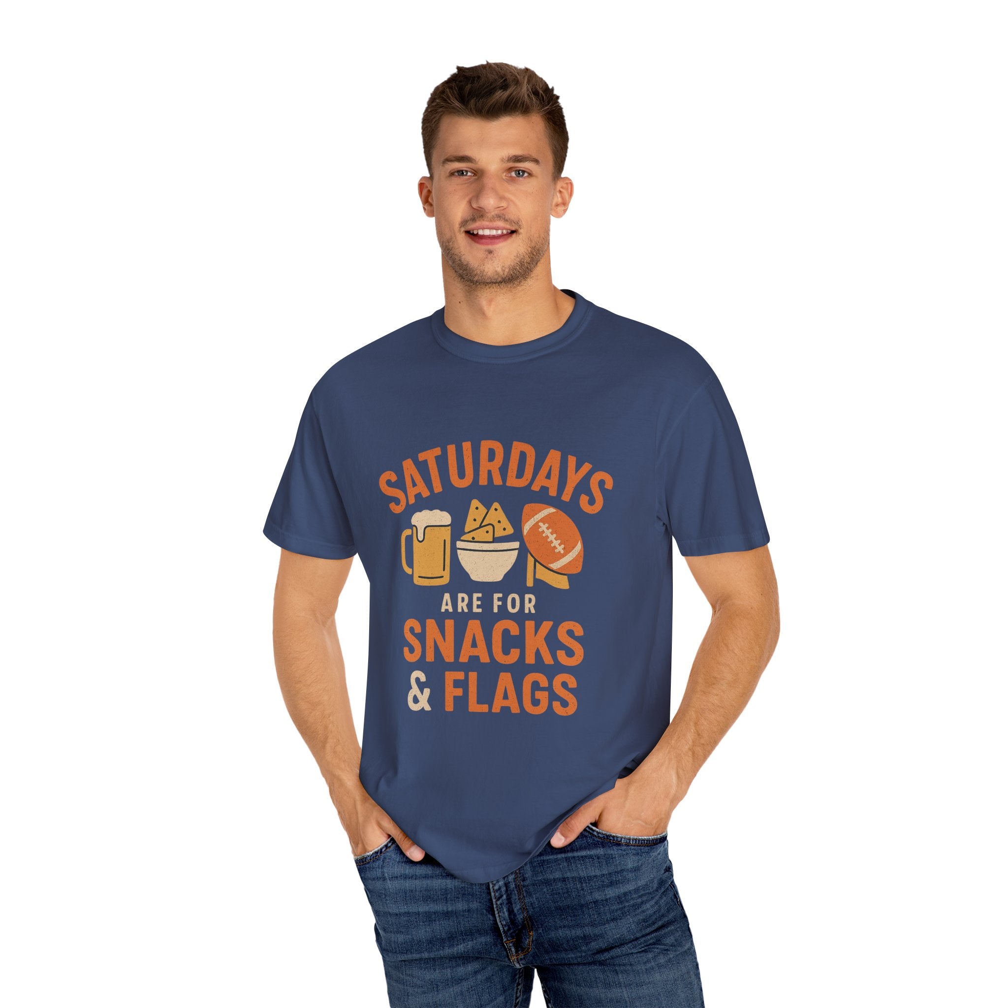 Fun Game Day T-Shirt for Snack Lovers, Football Fan Tee, Saturday Vibe Shirt, Unisex Comfort Wear, Weekend Celebration Top