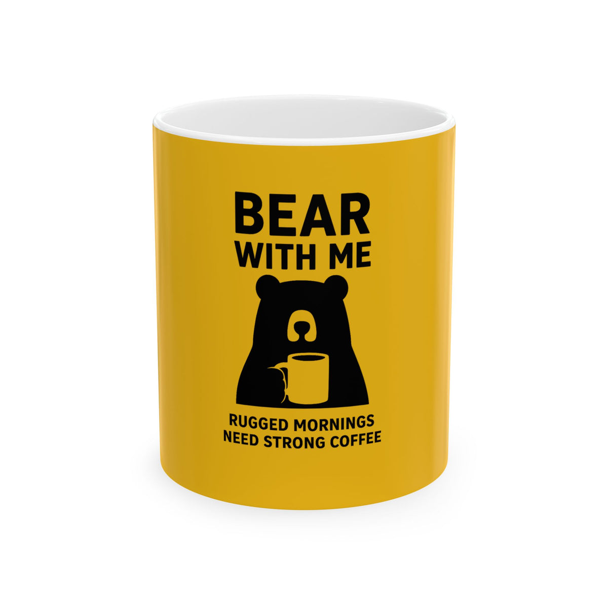 Bear Coffee Mug, Rugged Mornings, Strong Coffee Lover Gift, Gifts for Him, Funny Ceramic Mug, Office Mug, Bear Design Mug