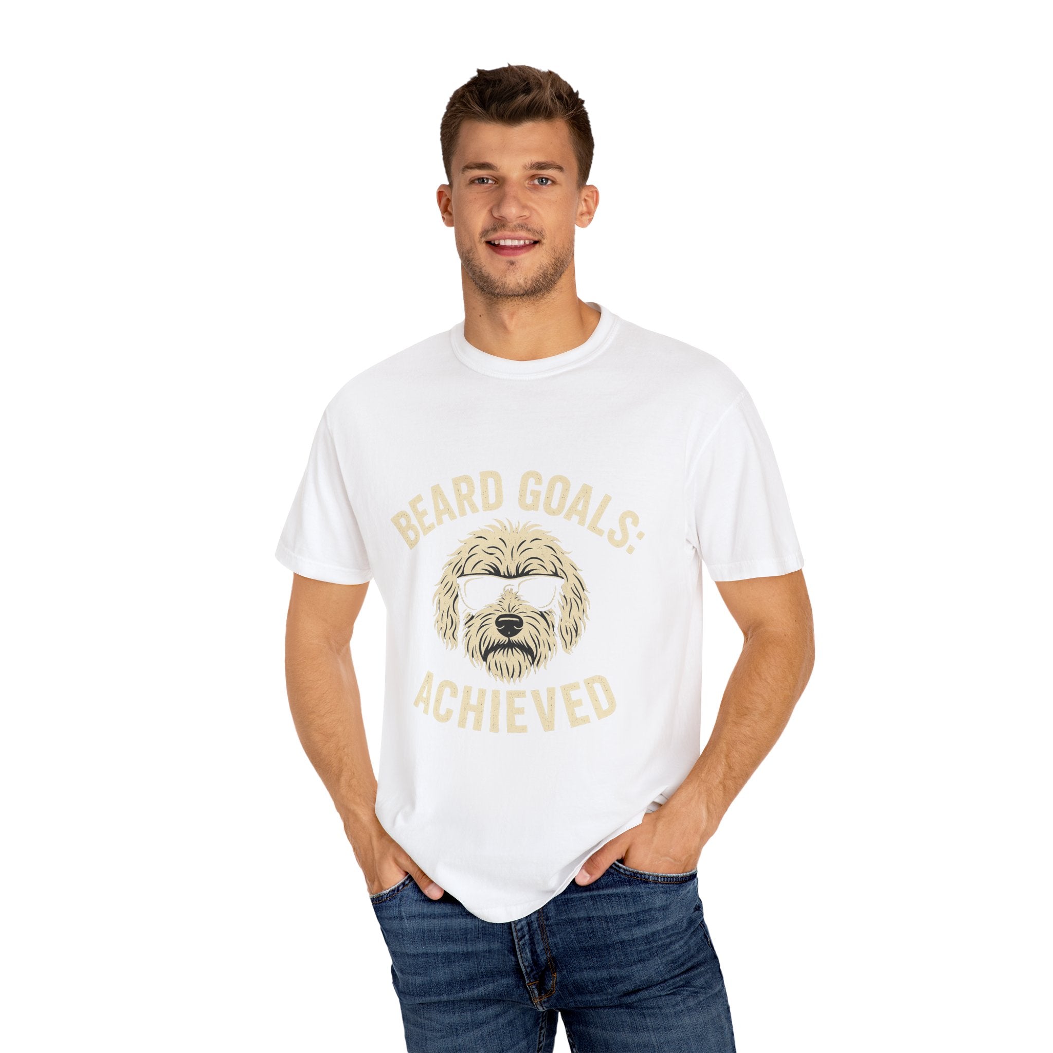 Beard Goals T-Shirt, Fun Graphic Tee, Dog Lover Apparel, Casual Wear, Gifts for Him, Father's Day T-Shirt