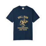 Sporty Humor T-shirt for Taco Lovers - Fun Gift for Football Fans, Tailgating, Game Day, BBQ, Casual Wear