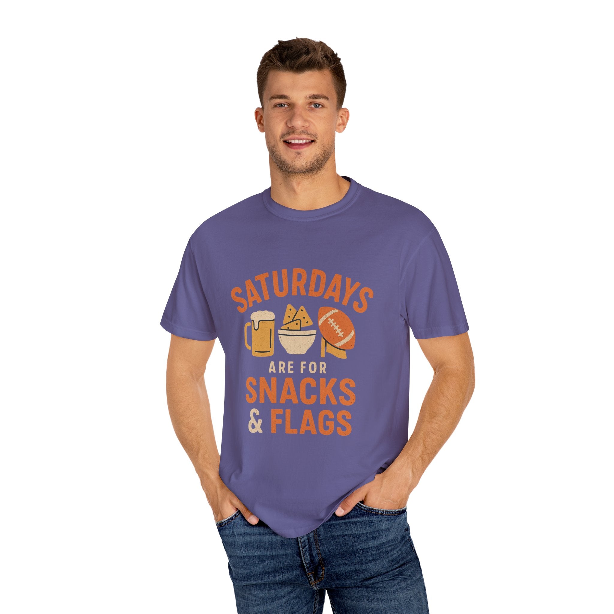 Fun Game Day T-Shirt for Snack Lovers, Football Fan Tee, Saturday Vibe Shirt, Unisex Comfort Wear, Weekend Celebration Top