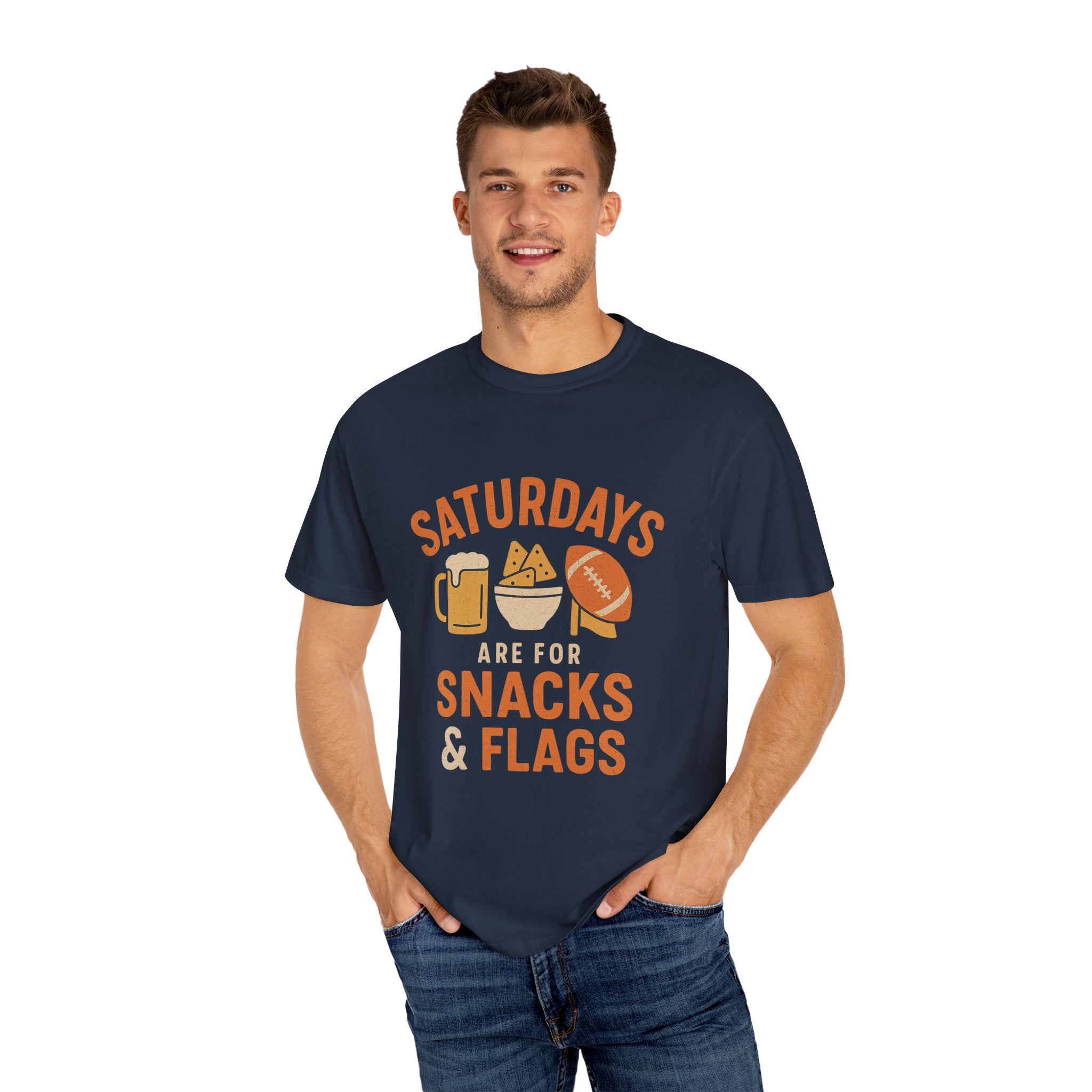 Fun Game Day T-Shirt for Snack Lovers, Football Fan Tee, Saturday Vibe Shirt, Unisex Comfort Wear, Weekend Celebration Top