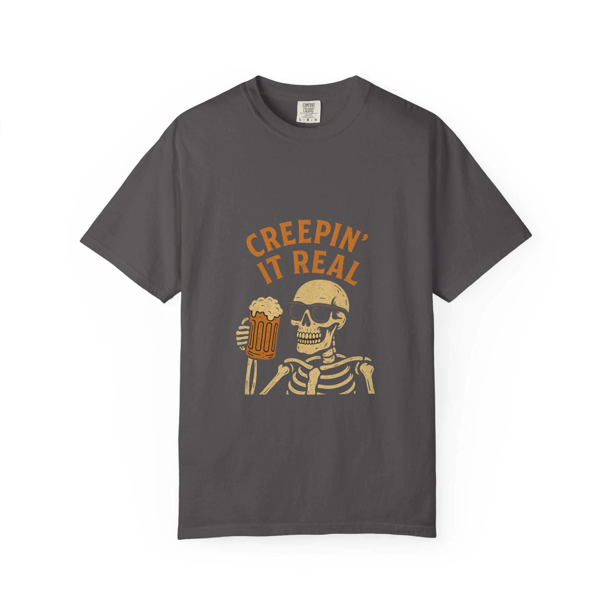 Creepin' It Real Skeleton T-Shirt, Halloween Shirt, Unisex Tee, Beer Lover Gift, Fun Party Wear, Casual Graphic Tee