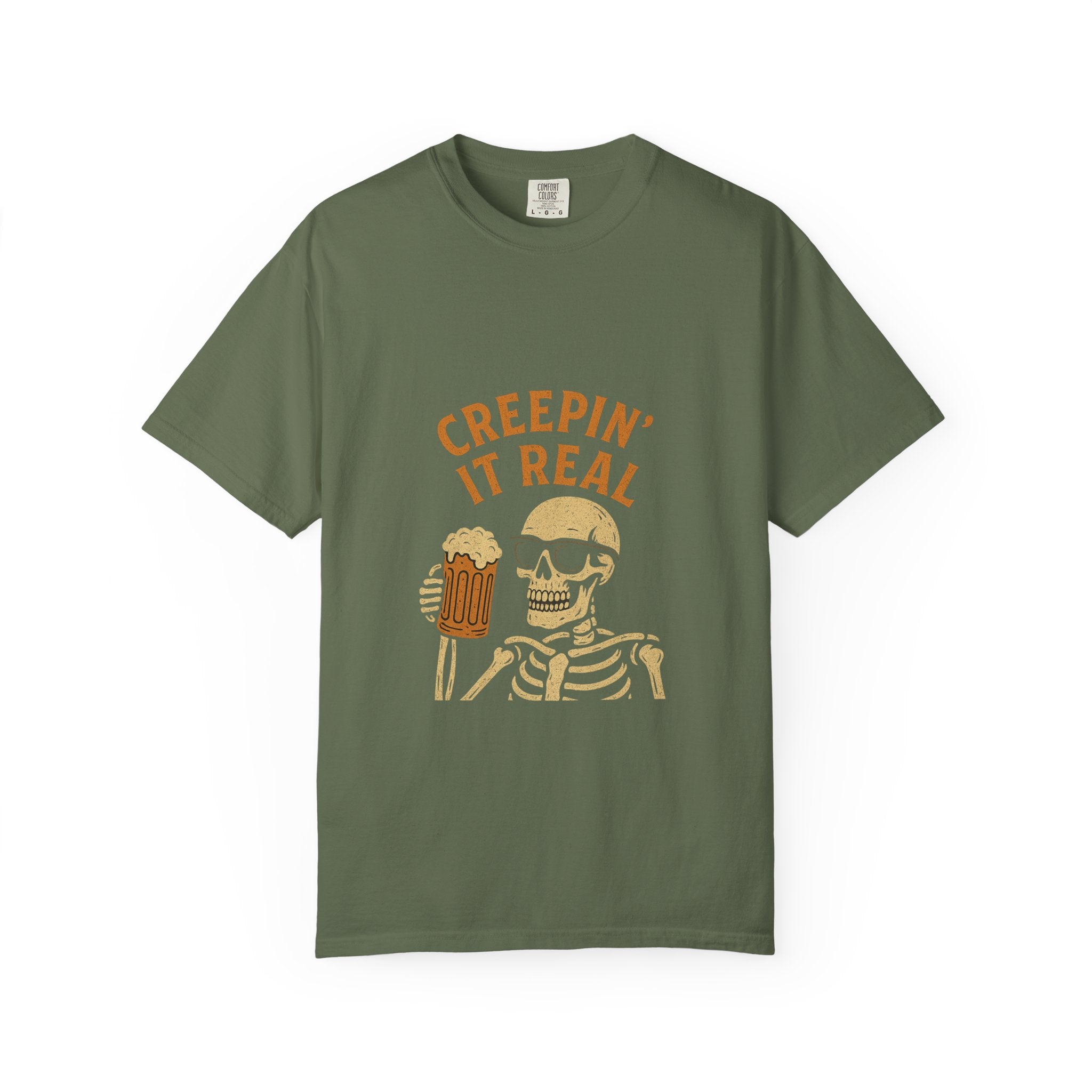 Creepin' It Real Skeleton T-Shirt, Halloween Shirt, Unisex Tee, Beer Lover Gift, Fun Party Wear, Casual Graphic Tee