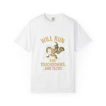 Sporty Humor T-shirt for Taco Lovers - Fun Gift for Football Fans, Tailgating, Game Day, BBQ, Casual Wear