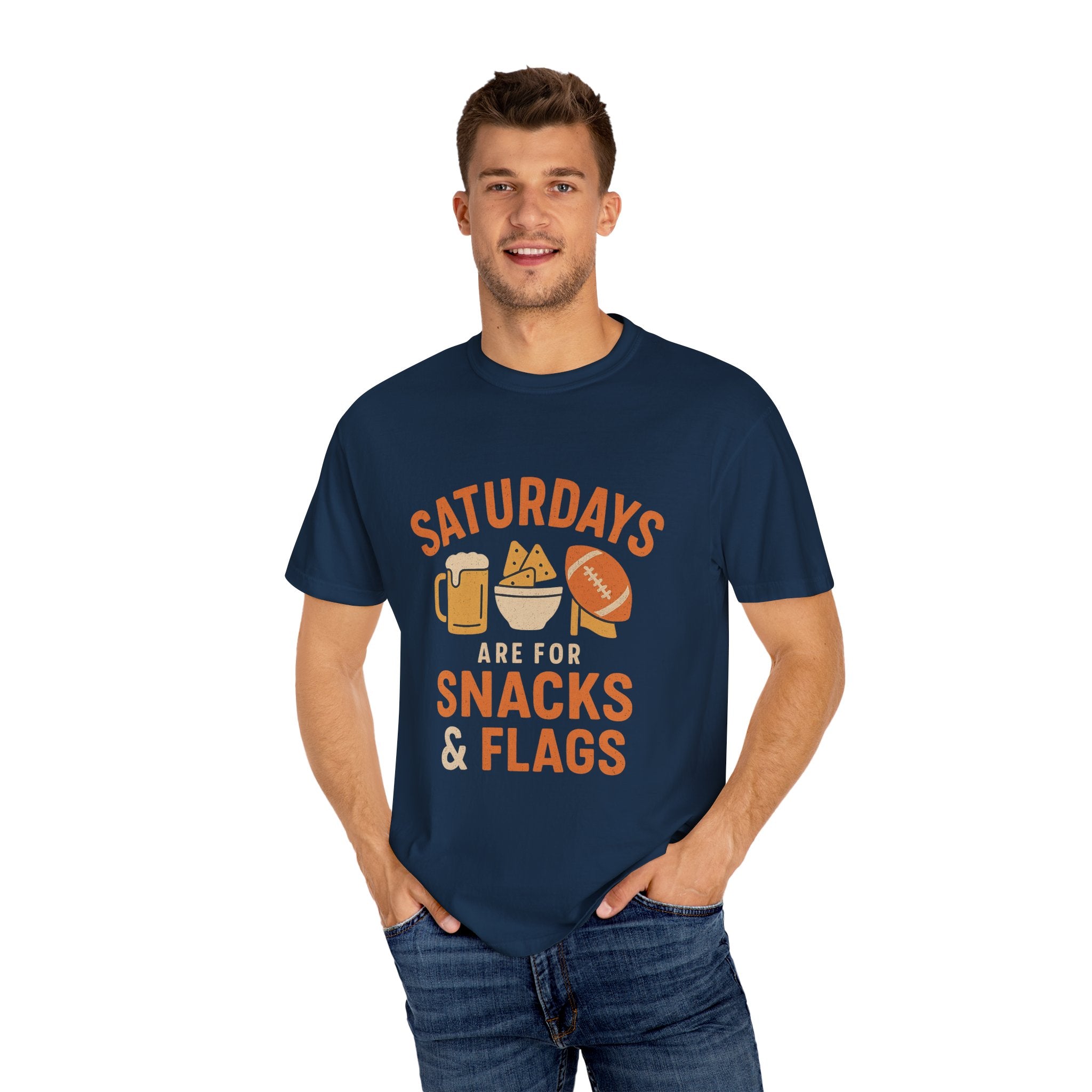 Fun Game Day T-Shirt for Snack Lovers, Football Fan Tee, Saturday Vibe Shirt, Unisex Comfort Wear, Weekend Celebration Top