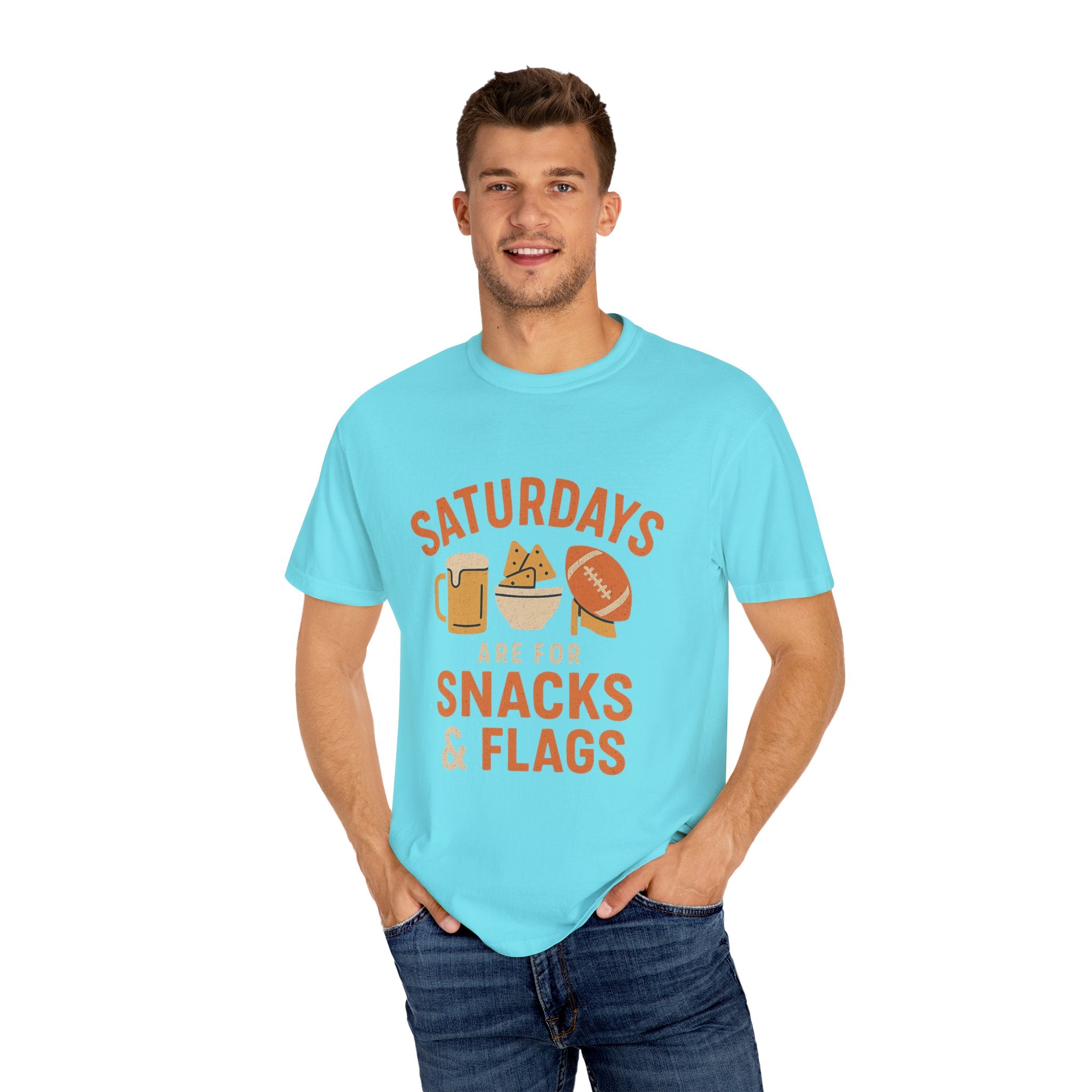 Fun Game Day T-Shirt for Snack Lovers, Football Fan Tee, Saturday Vibe Shirt, Unisex Comfort Wear, Weekend Celebration Top