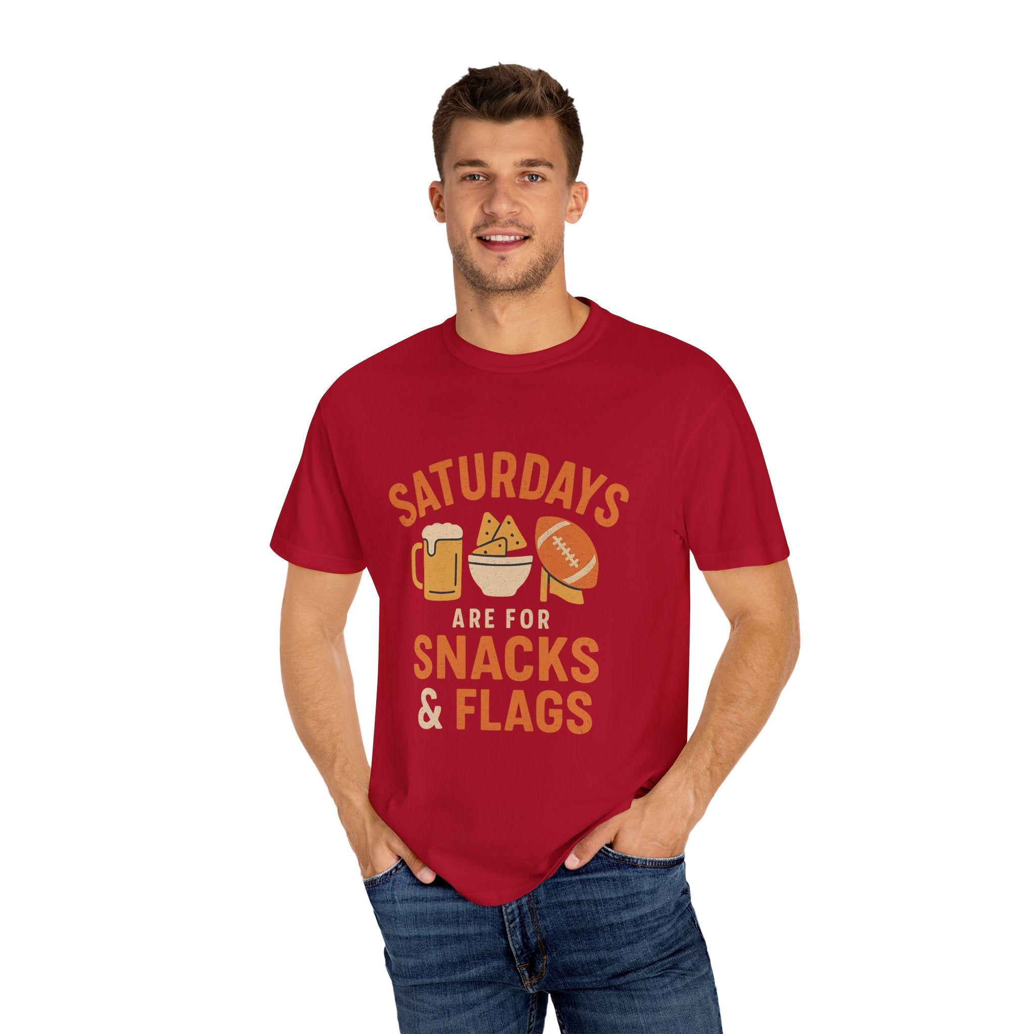 Fun Game Day T-Shirt for Snack Lovers, Football Fan Tee, Saturday Vibe Shirt, Unisex Comfort Wear, Weekend Celebration Top
