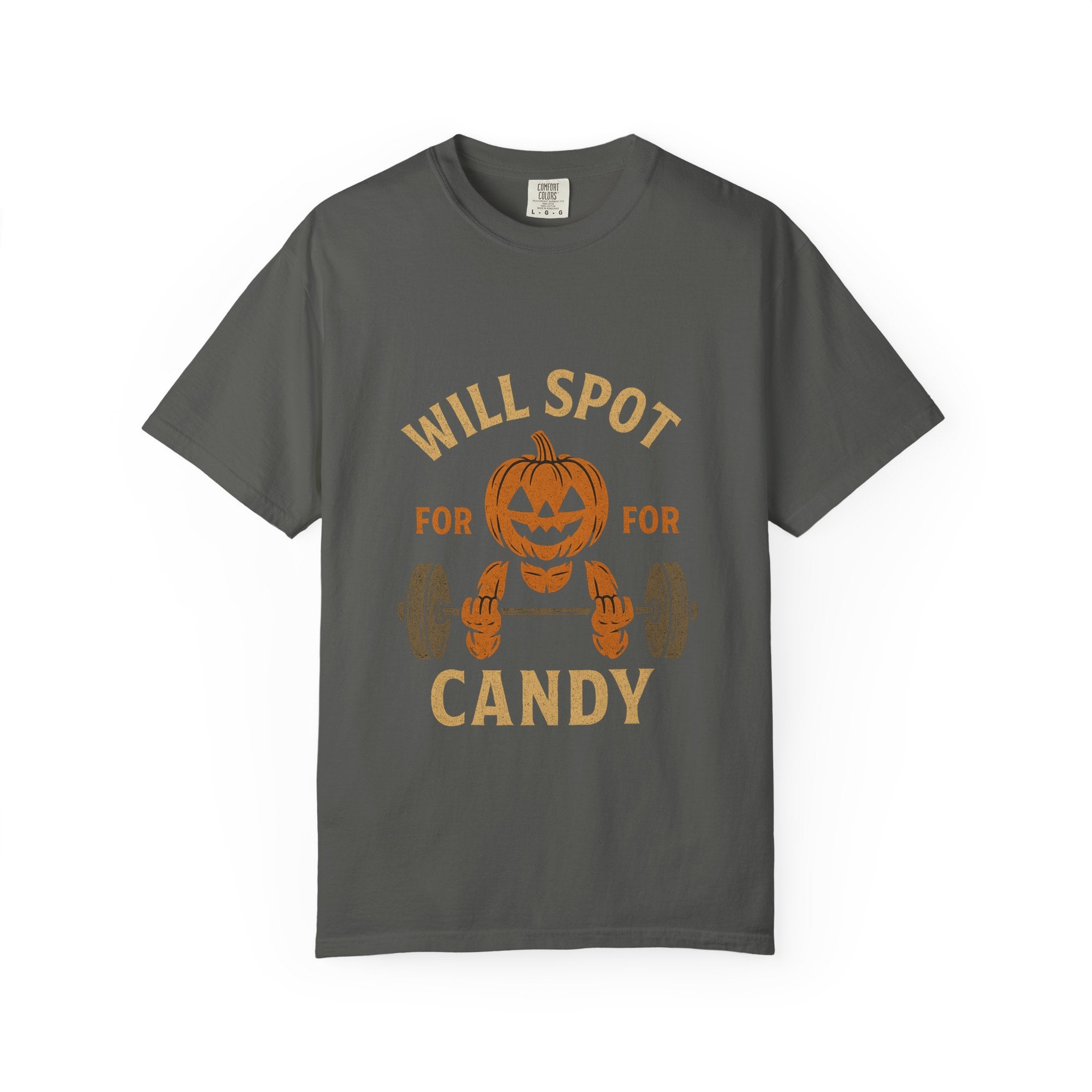 Halloween Workout T-Shirt - 'Will Spot for Candy' Unisex Tee, Funny Gym Shirt, Gift for Fitness Lovers, Halloween Apparel, Cute Workout Top