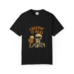 Creepin' It Real Skeleton T-Shirt, Halloween Shirt, Unisex Tee, Beer Lover Gift, Fun Party Wear, Casual Graphic Tee