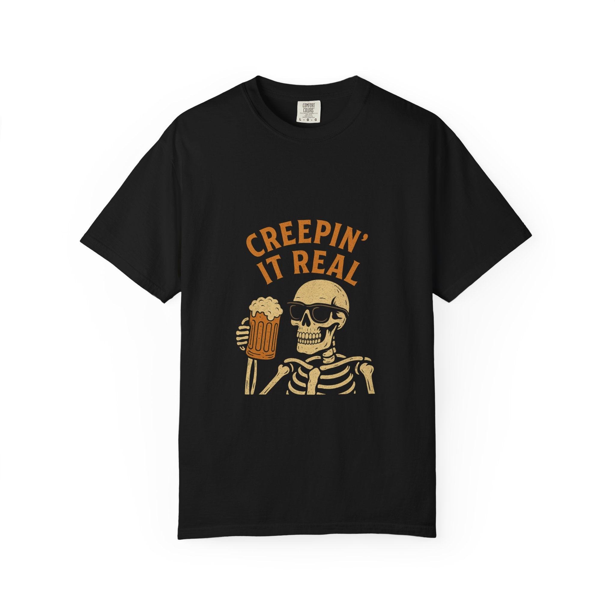 Creepin' It Real Skeleton T-Shirt, Halloween Shirt, Unisex Tee, Beer Lover Gift, Fun Party Wear, Casual Graphic Tee